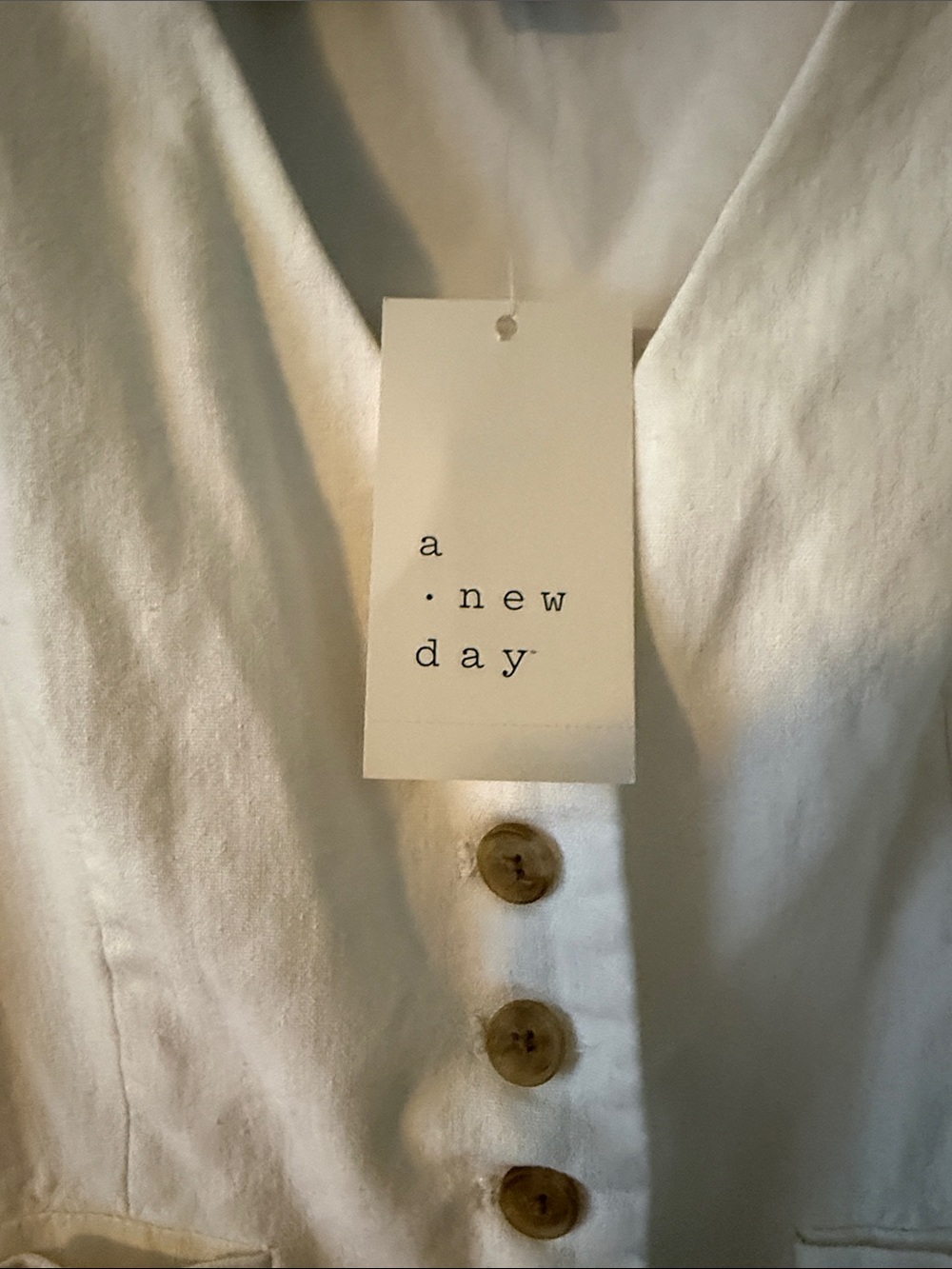 A New Day Classic White Women's Size Extra Small XS Linen Vest NEW NWT - Picture 4 of 7